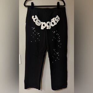 Sp5der Black Graphic Joggers with White Accents